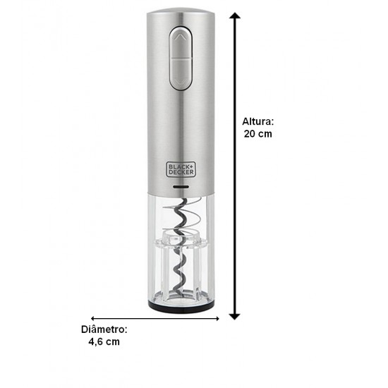 Abridor De Vinho Black+Decker Em Inox Gourmand Gris